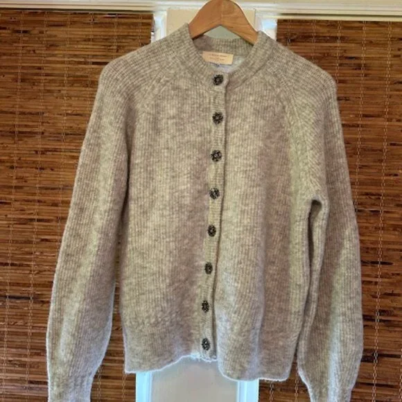 Sezane Othello Cardigan Gris Chiné Perle S - Picture 7 of 8